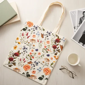 Wrapables Zippered Canvas Tote Bag, Reusable Grocery Shopping Bag